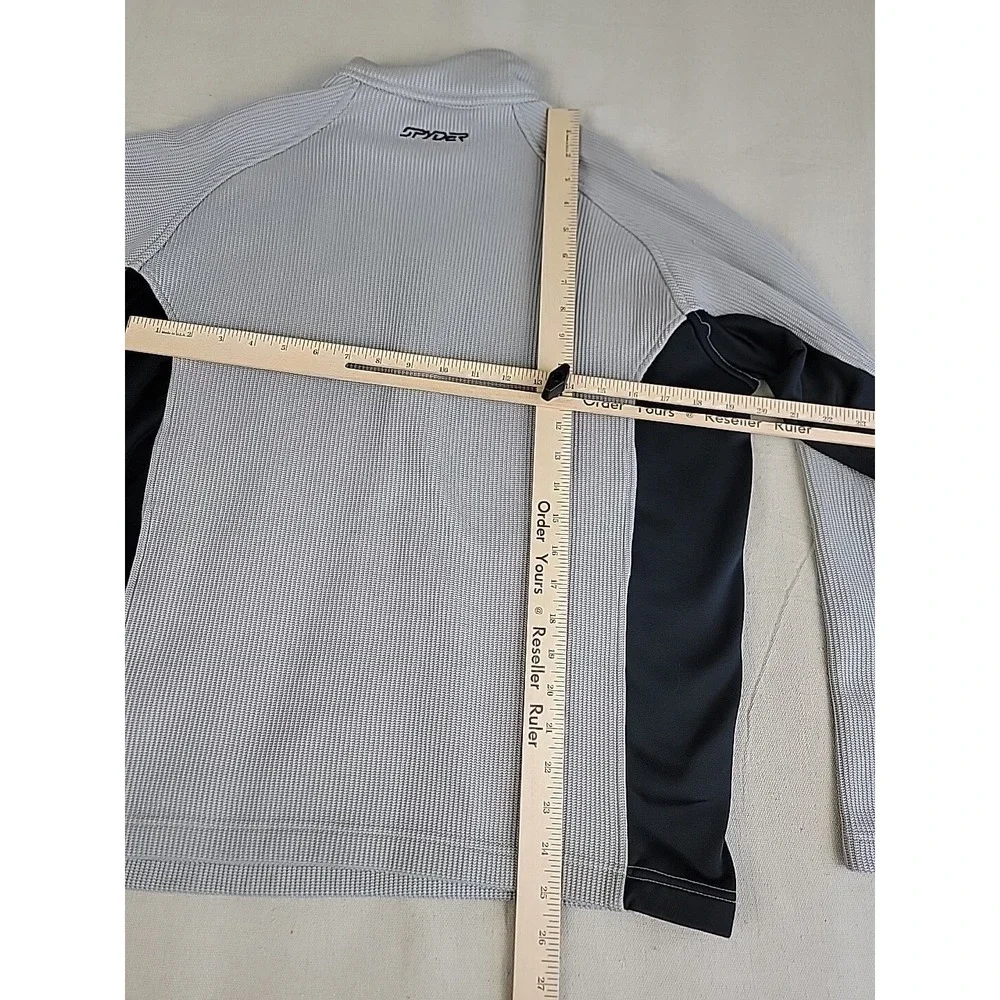 Spyder Core Sweater Pullover Mens Medium Grey Black 1/4 Zip Athletic Mock Neck